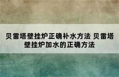 贝雷塔壁挂炉正确补水方法 贝雷塔壁挂炉加水的正确方法